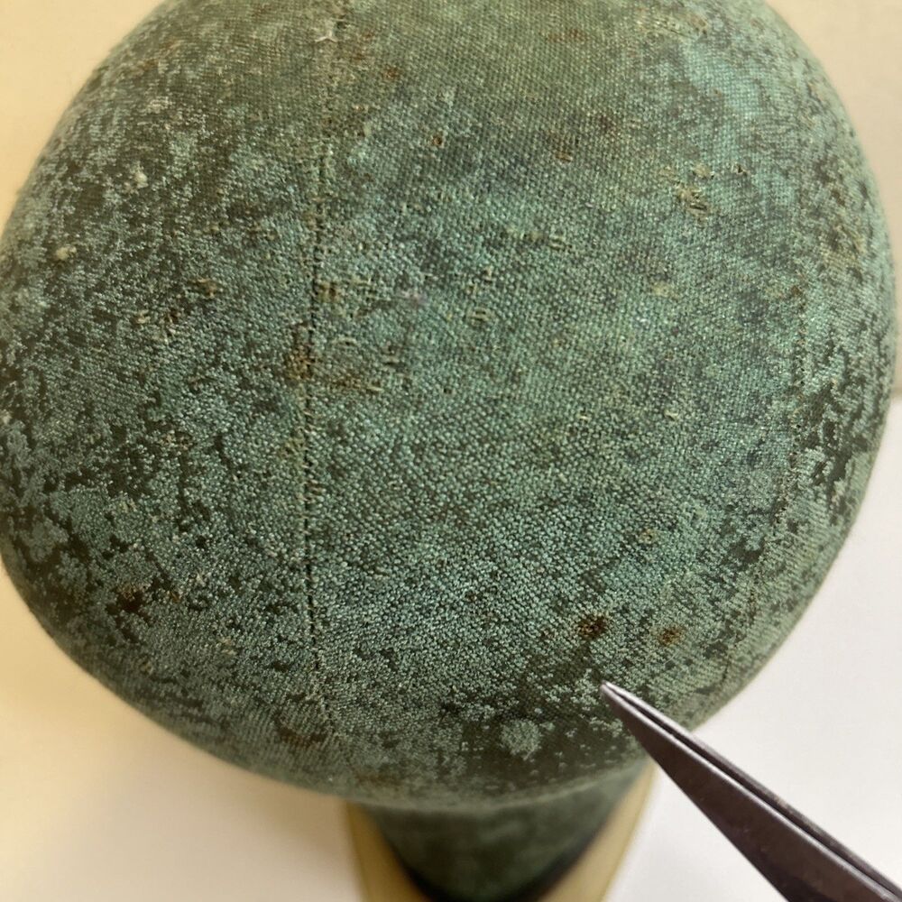 Vintage Millinery Cloth Mannequin Head Wig Hat Block Form Stand Display Green - Picture 4 of 12
